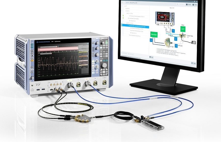 Test de conformité USB avec l’oscilloscope R&S RTP de Rohde & Schwarz.